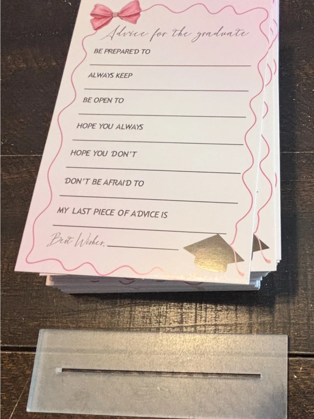 Pink Bow Thank You & Advice Card Set - Elegant Party Signage